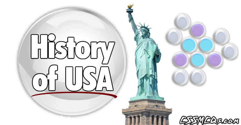 History of USA banner with statute of liberty